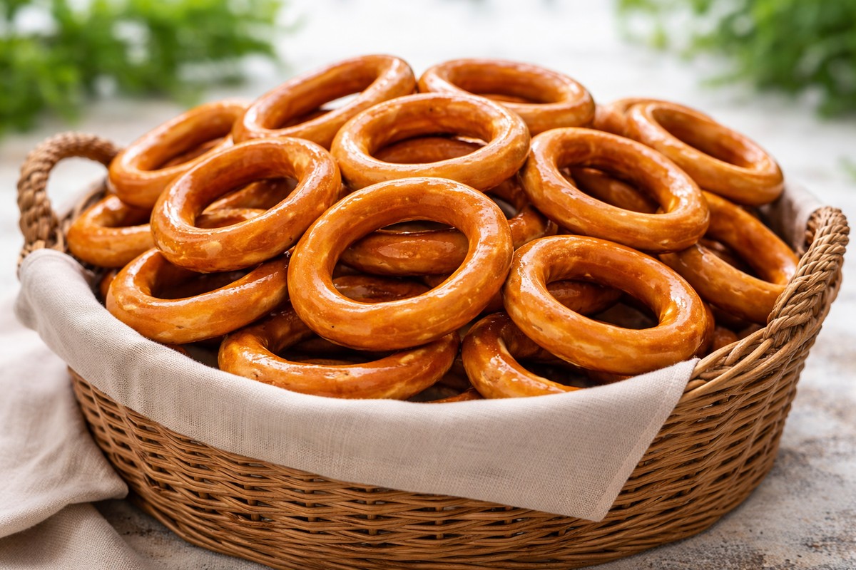 Geleneksel yöntemlerle üretilmiş Rize simidi sepeti