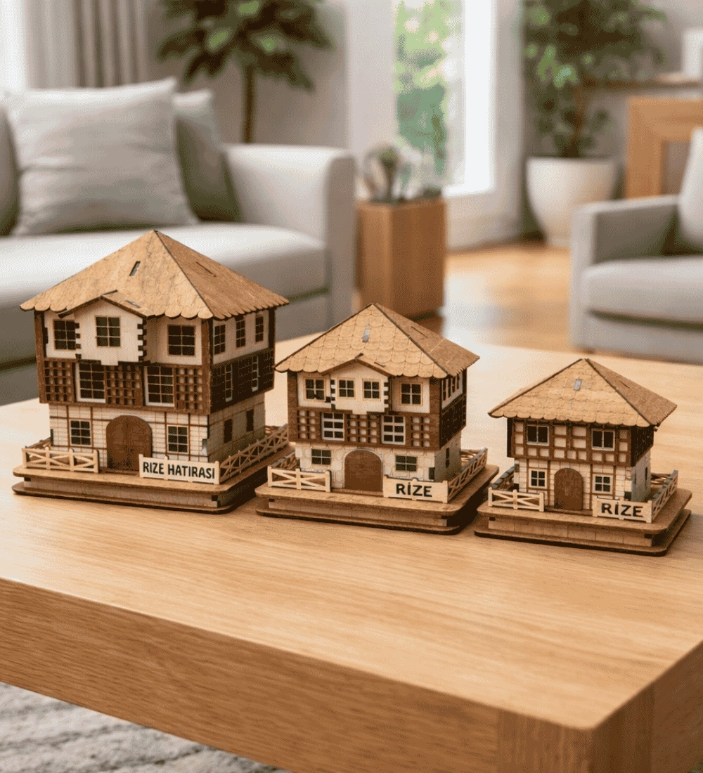Karadeniz Minyatür Ahşap Köy Evi Maketi | Kişiye Özel İsim Yazdırma