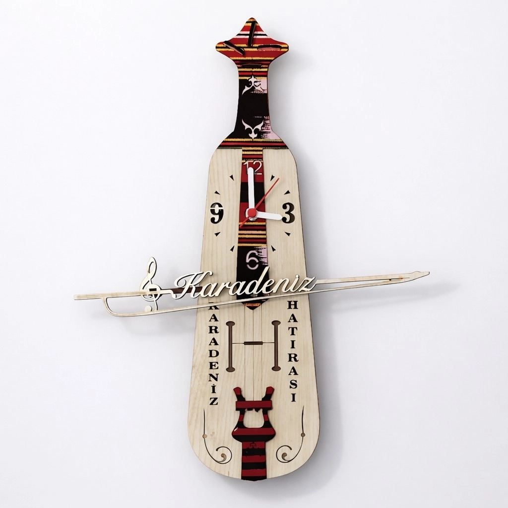 Karadeniz Kemençesi Duvar Saati | Sallanır Kollu Hediyelik Dekoratif Saat