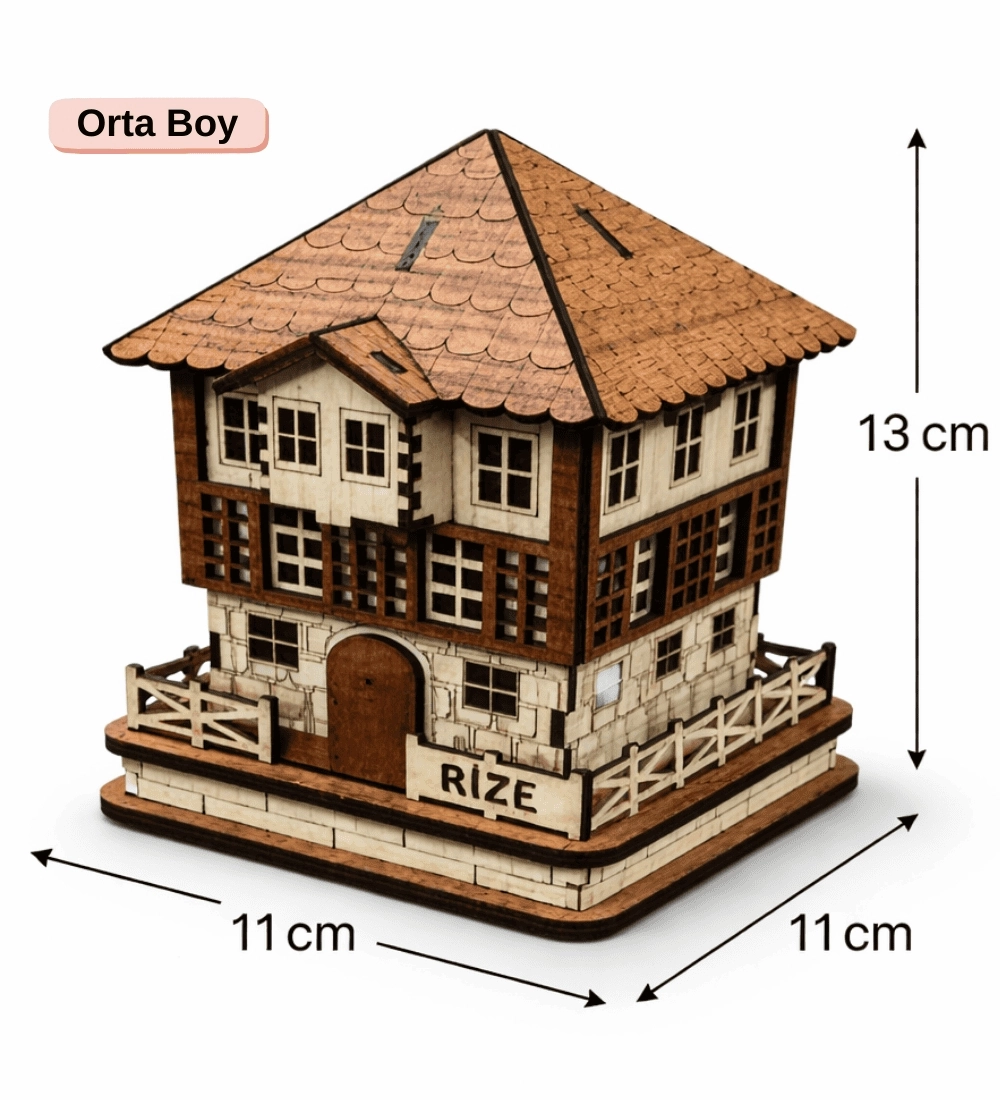 Karadeniz Minyatür Ahşap Köy Evi Maketi | Kişiye Özel İsim Yazdırma