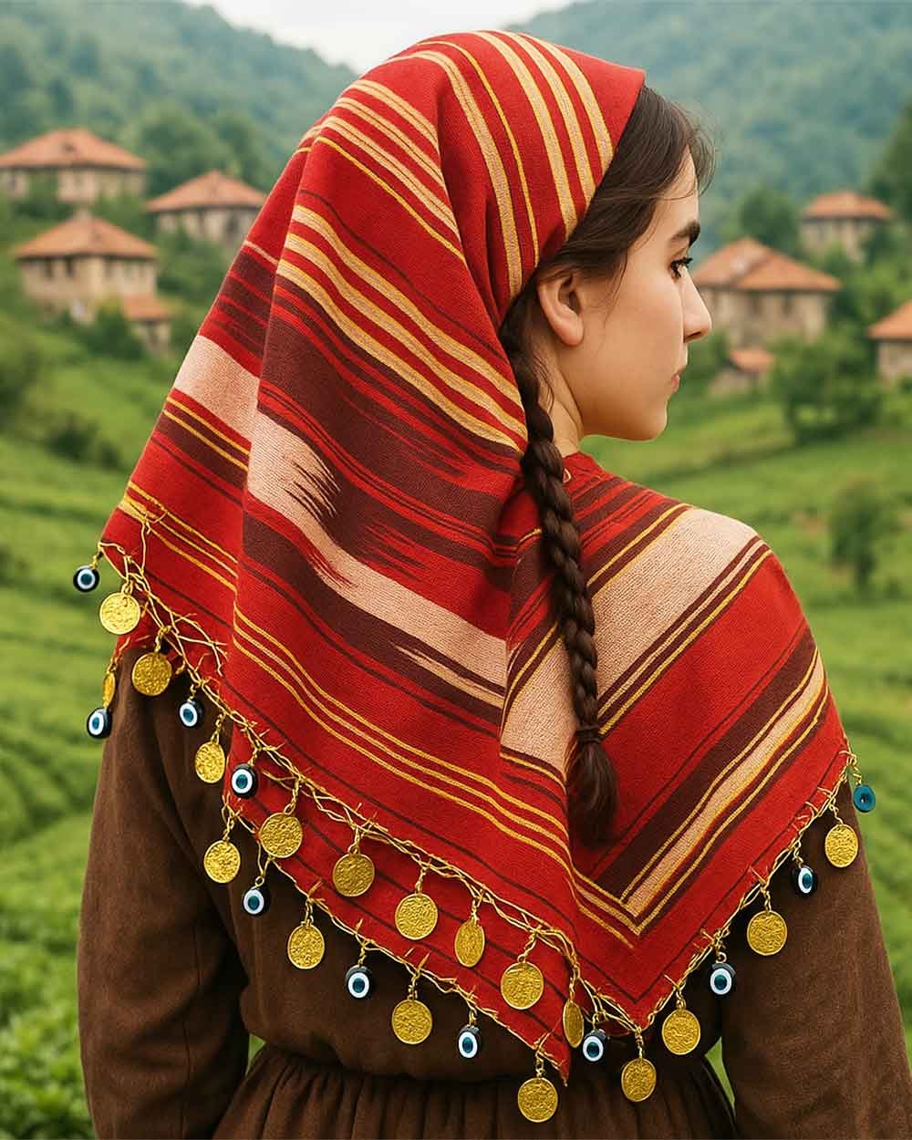 Nazar Boncuklu Keşan Yazma (90*90 cm)