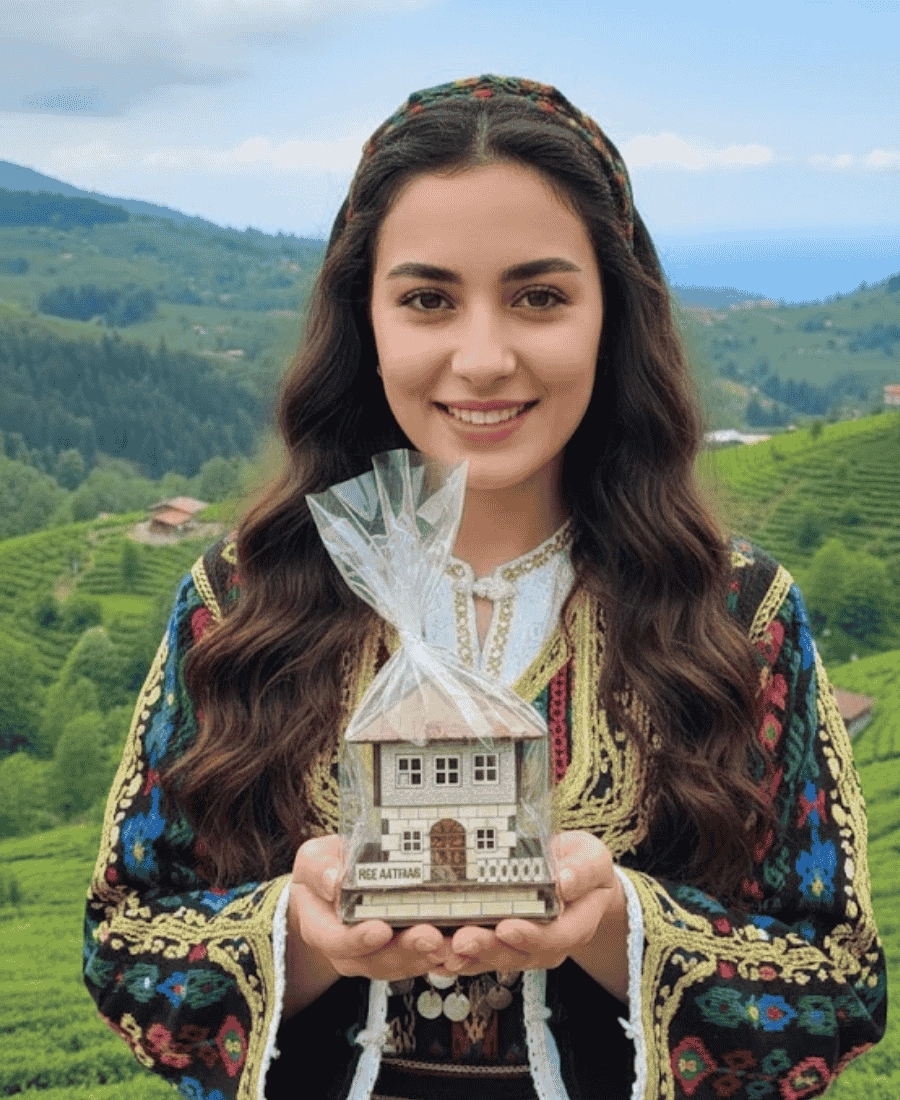 Rize Hatırası Minyatür Ahşap Köy Evi (10×10 cm)