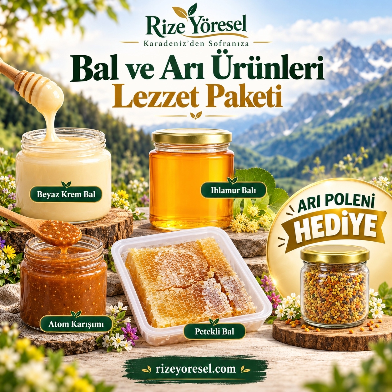 Bal ve Arı Ürünleri Kampanya Paketi | Arı Poleni Hediyeli