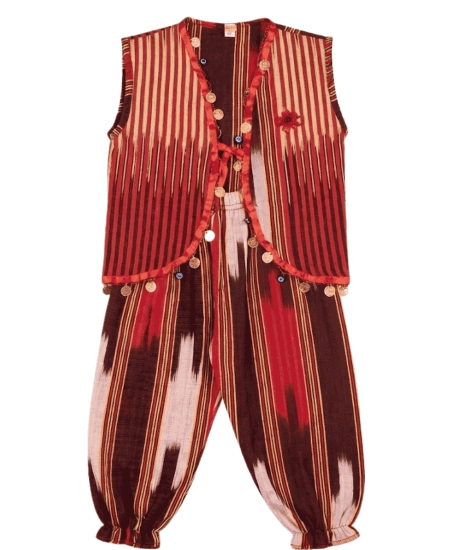 Rize Bezi Keşan Çocuk Elbise Bordo Mavi