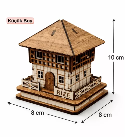 Karadeniz Hatırası Minyatür Ahşap Köy Evi Maketi | Kişiye Özel İsim Yazılır