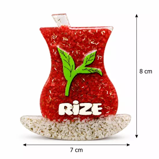 Rize Çay Bardağı Temalı Epoksi Magnet | Yöresel Hediyelik Magnet