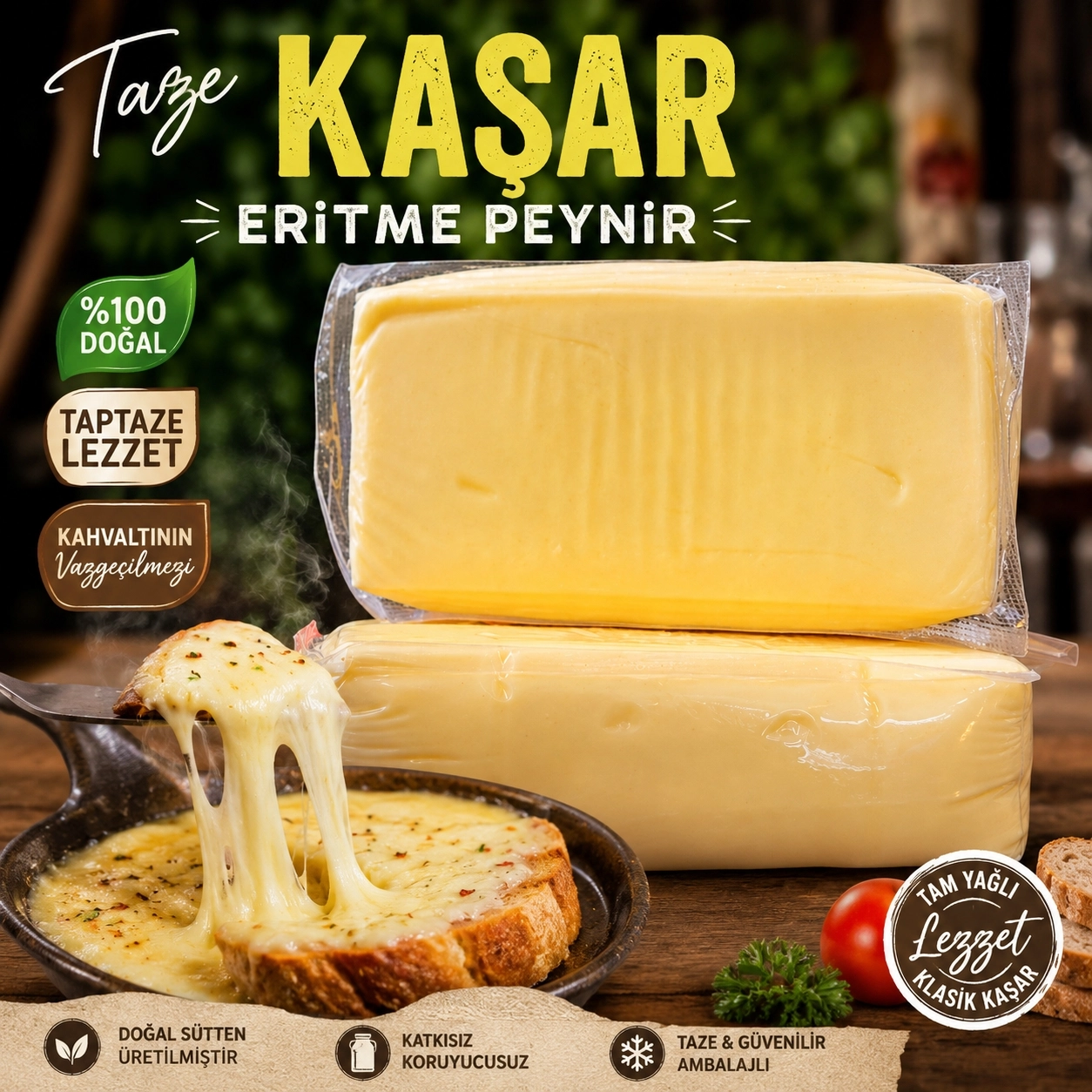 Tam Yağlı Taze Kaşar Tost Peyniri 1 Kg | Karadeniz Yayla Lezzeti