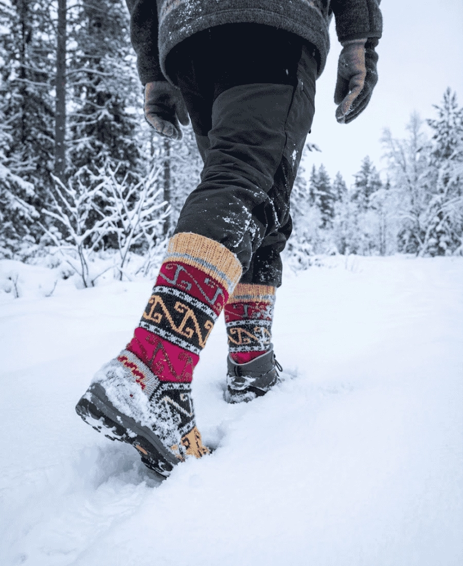  El Örgüsü Yün Çorap (Bir Çift ) | %100 Hakiki Koyun Yünü