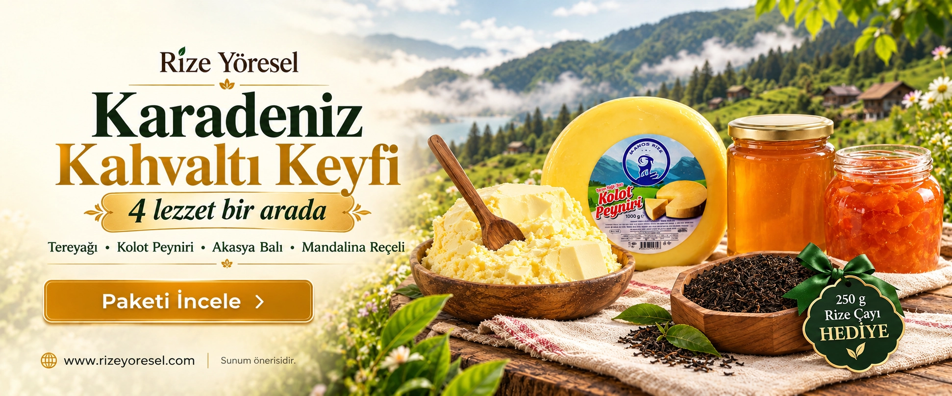 4’lü Karadeniz Kahvaltı Paketi - 250 g Rize Çayı Hediye